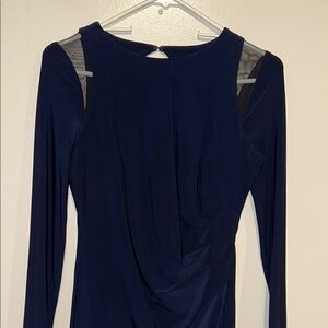 Elegant Navy Blue Long Sleeve Dress